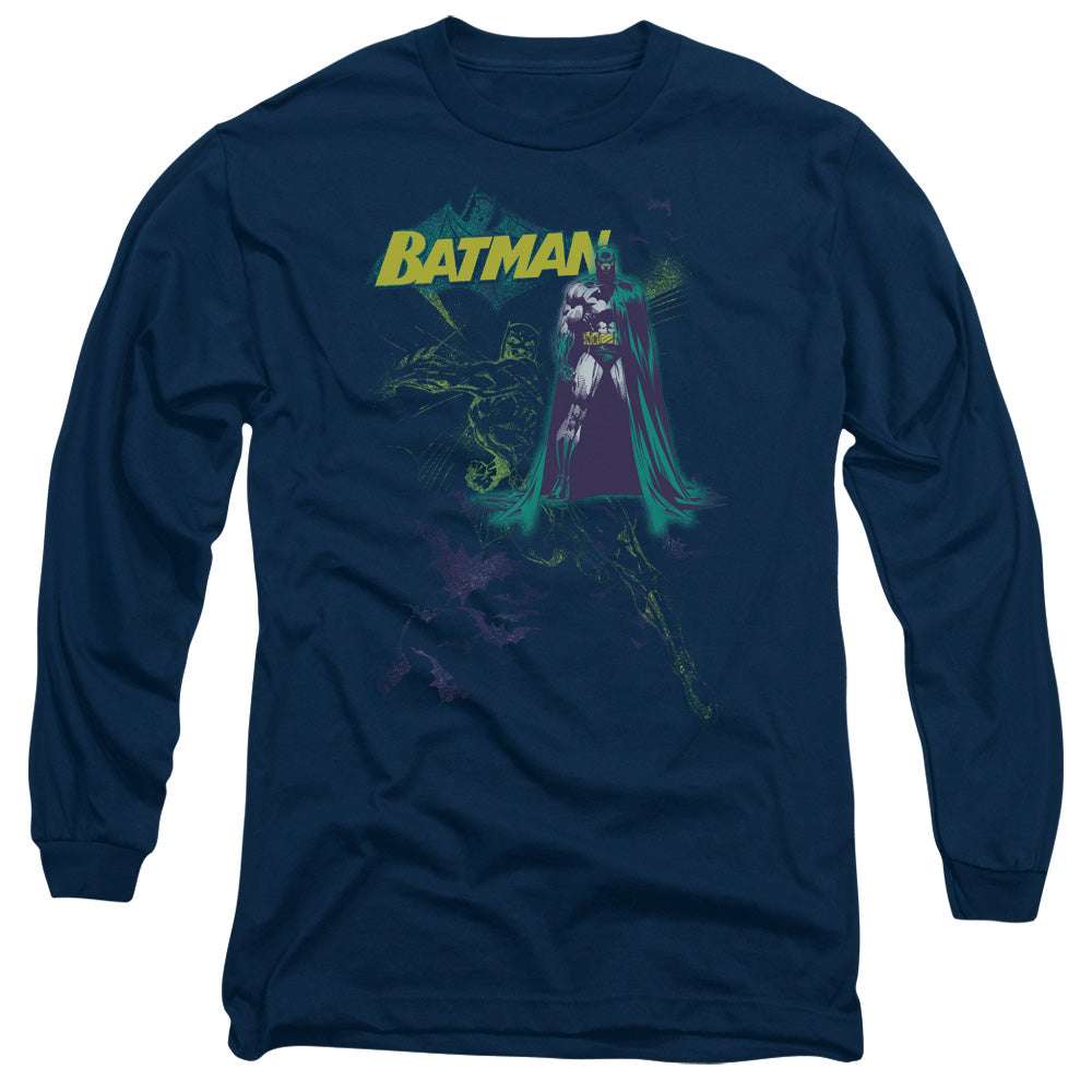 Batman Comics Bat Spray Men's 18/1 Cotton Long-Sleeve T-Shirt