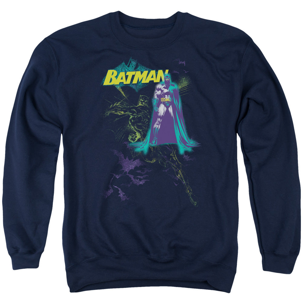 Batman Comics Bat Spray Men's Crewneck 50 50 Poly Long-Sleeve T-Shirt