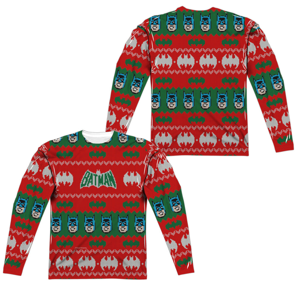 Batman Comics Bat Sweater (Front/Back Print) Men's Regular Fit Polyester Long-Sleeve T-Shirt
