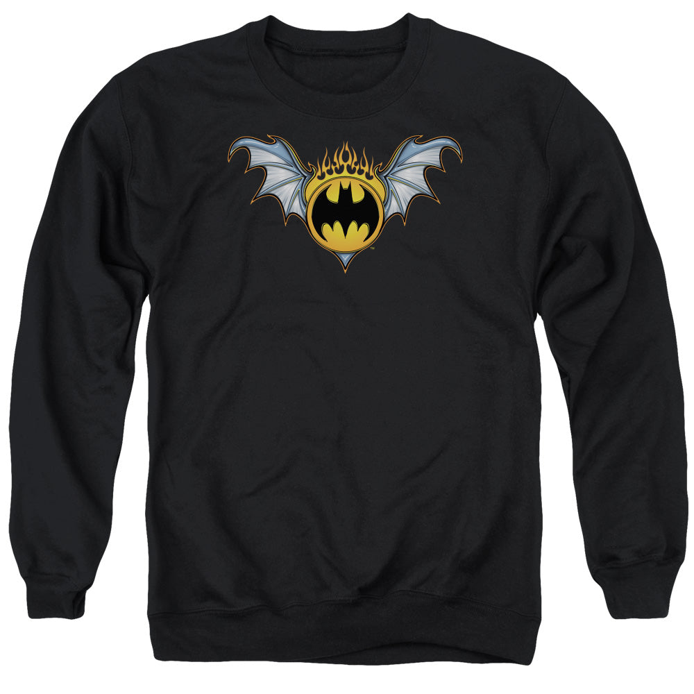 Batman Comics Bat Wings Logo Men's Crewneck 50 50 Poly Long-Sleeve T-Shirt