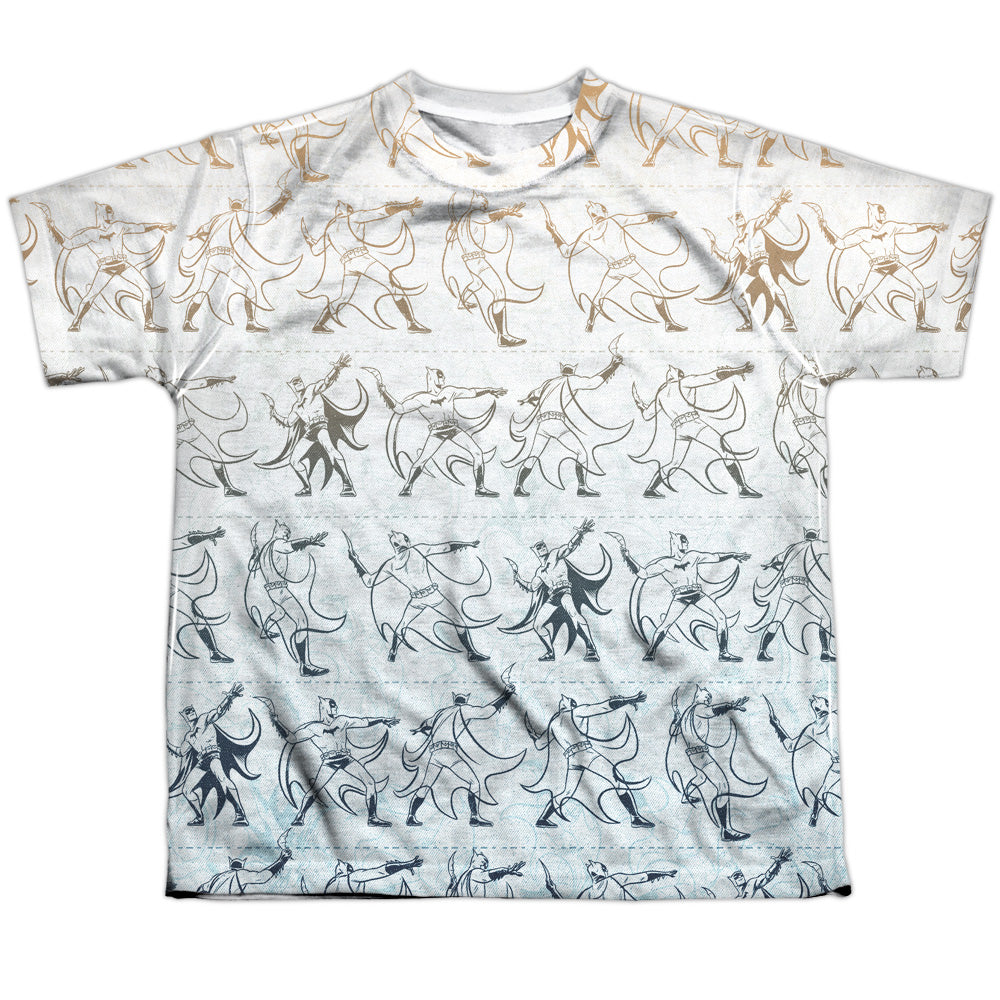 Batman Comics Batarang Pattern (Front/Back Print) Youth Regular Fit Poly Short-Sleeve T-Shirt