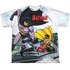 Batman Comics Batboat Youth Regular Fit Poly Short-Sleeve T-Shirt