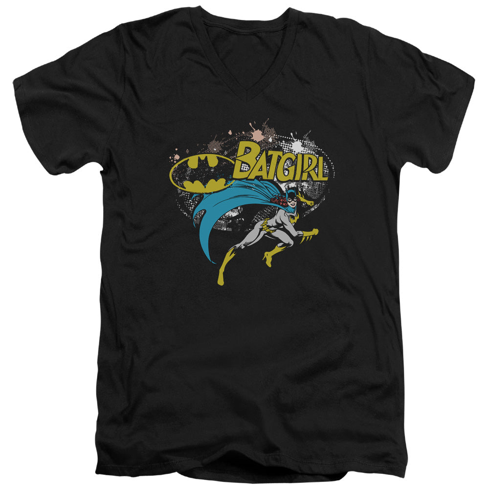 Batman Comics Batgirl Halftone Men's 30/1 Cotton Slim V-Neck T-Shirt