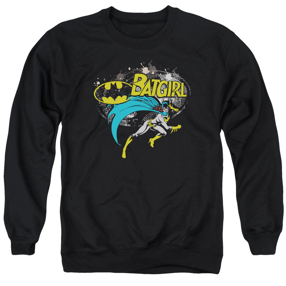 Batman Comics Batgirl Halftone Men's Crewneck 50 50 Poly Long-Sleeve T-Shirt