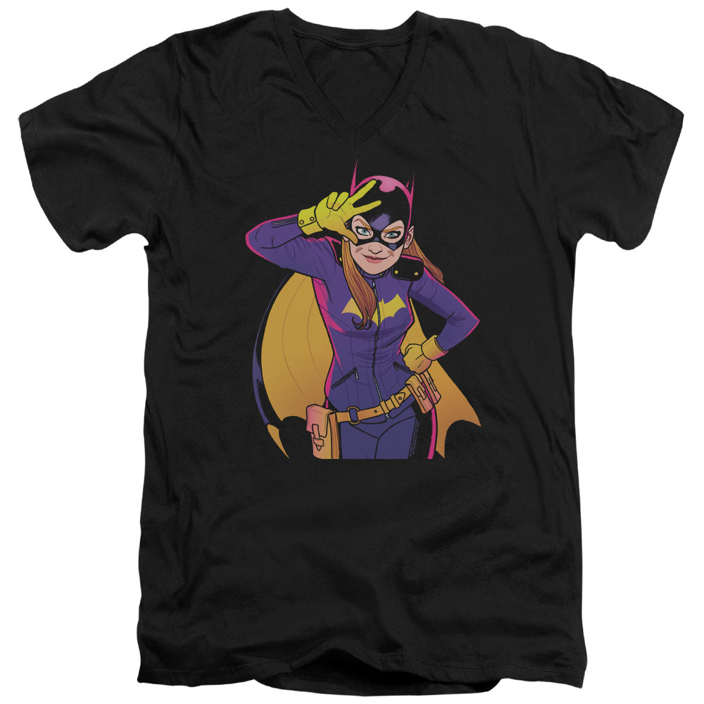 Batman Comics Batgirl Moves Men's 30/1 Cotton Slim V-Neck T-Shirt
