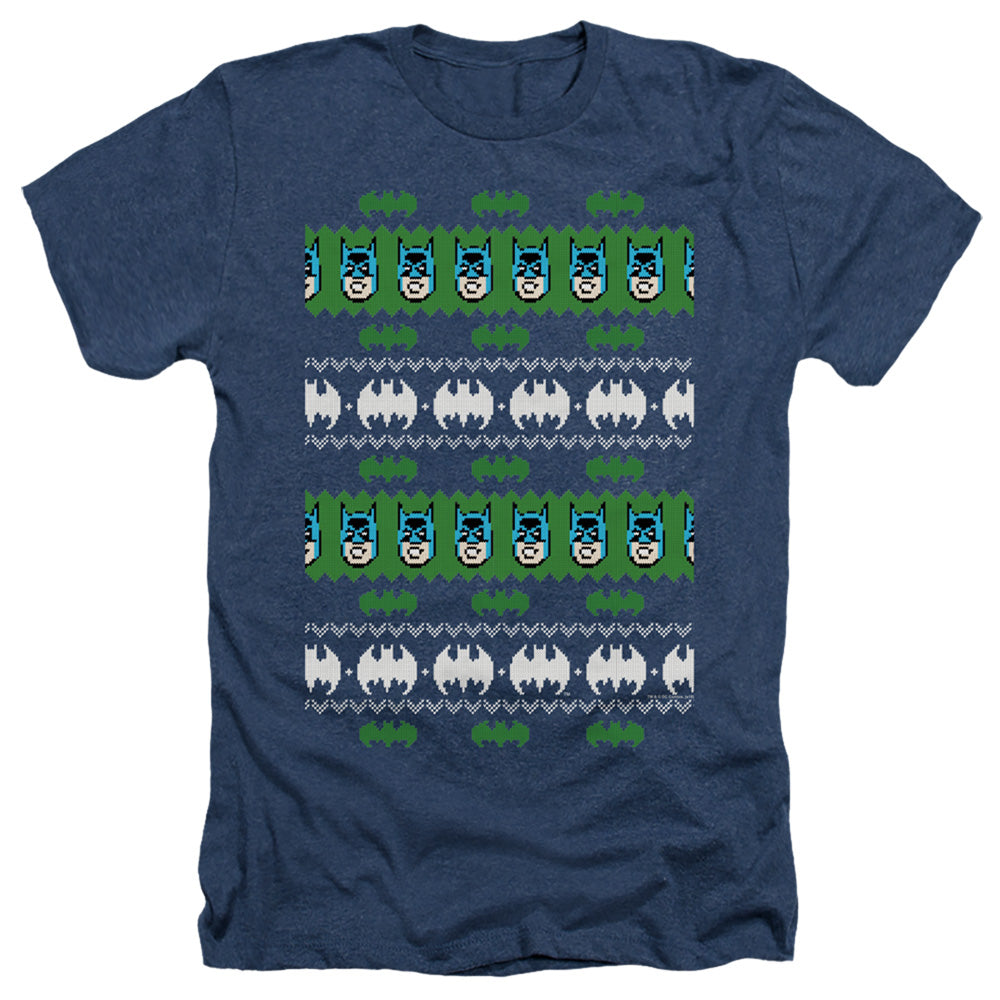 Batman Comics Batman Christmas Sweater Men's 30/1 Heather 60 40 Poly Short-Sleeve T-Shirt