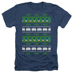 Batman Comics Batman Christmas Sweater Men's 30/1 Heather 60 40 Poly Short-Sleeve T-Shirt