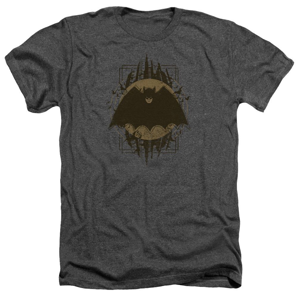 Batman Comics Batman Crest Men's 30/1 Heather 60 40 Poly Short-Sleeve T-Shirt