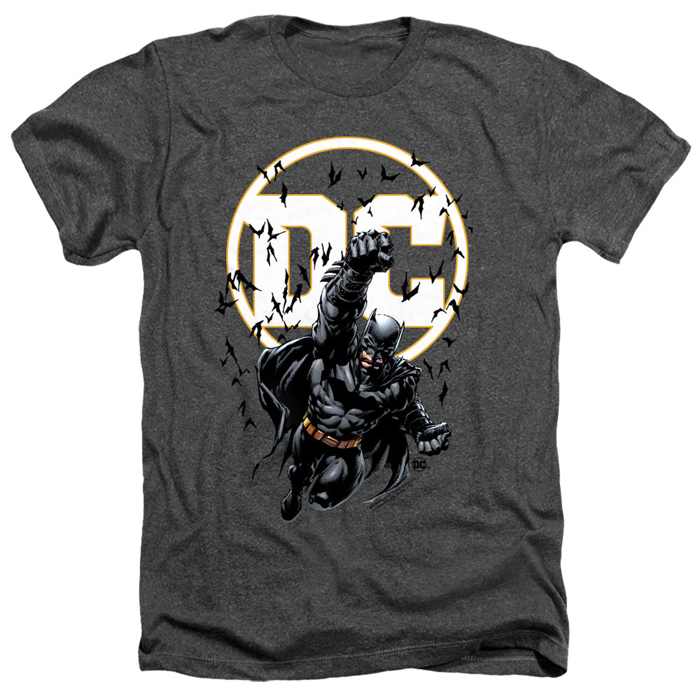 Batman Comics Batman Dc Men's 30/1 Heather 60 40 Poly Short-Sleeve T-Shirt