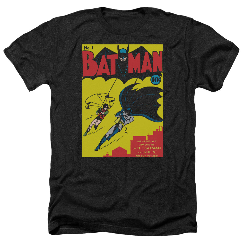 Batman Comics Batman First Men's 30/1 Heather 60 40 Poly Short-Sleeve T-Shirt