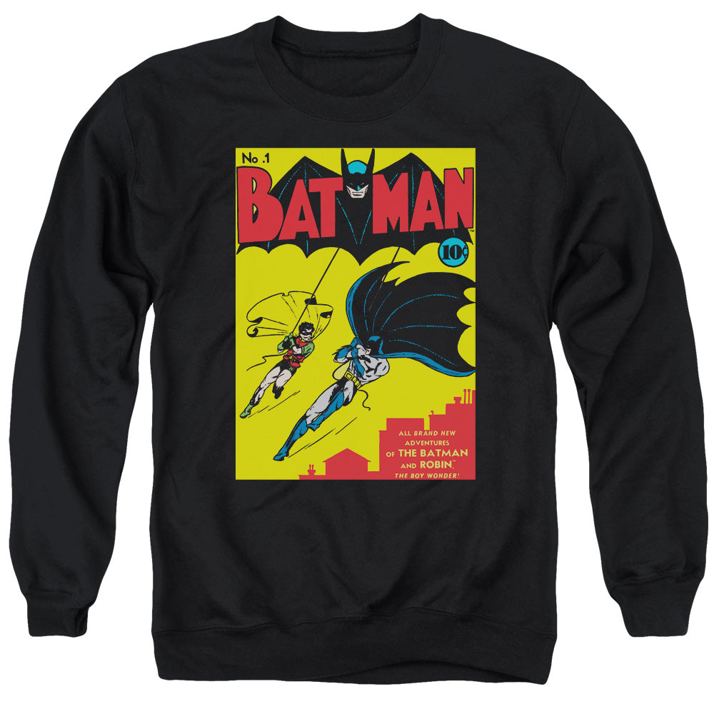 Batman Comics Batman First Men's Crewneck 50 50 Poly Long-Sleeve T-Shirt