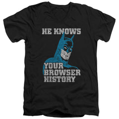 Batman Comics Batman Knows Men's 30/1 Cotton Slim V-Neck T-Shirt