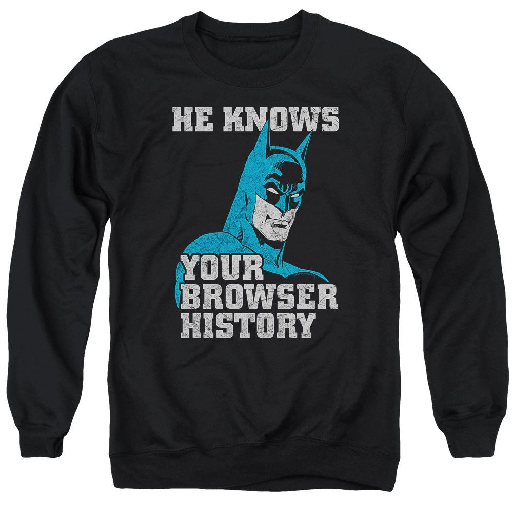 Batman Comics Batman Knows Men's Crewneck 50 50 Poly Long-Sleeve T-Shirt
