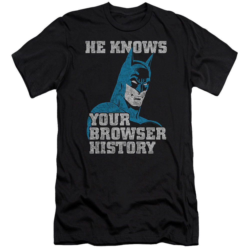 Batman Comics Batman Knows Men's Ultra-Soft 30/1 Cotton Slim Short-Sleeve T-Shirt