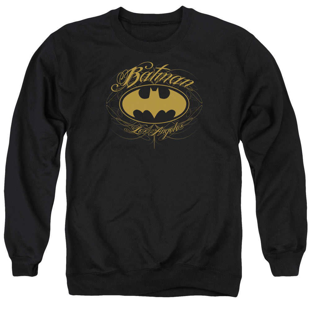 Batman Comics Batman La Men's Crewneck 50 50 Poly Long-Sleeve T-Shirt