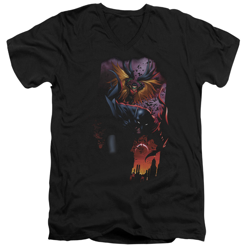 Batman Comics Batman & Robin #1 Men's 30/1 Cotton Slim V-Neck T-Shirt