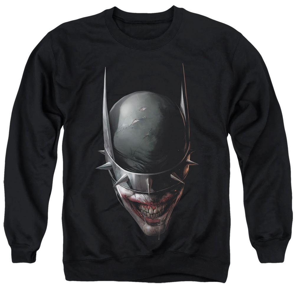 Batman Comics Batman Who Laughs Head Men's Crewneck 50 50 Poly Long-Sleeve T-Shirt