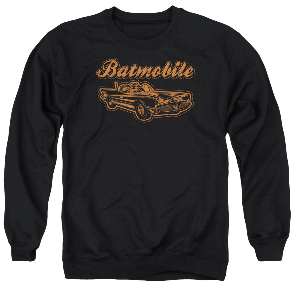 Batman Comics Batmobile Men's Crewneck 50 50 Poly Long-Sleeve T-Shirt