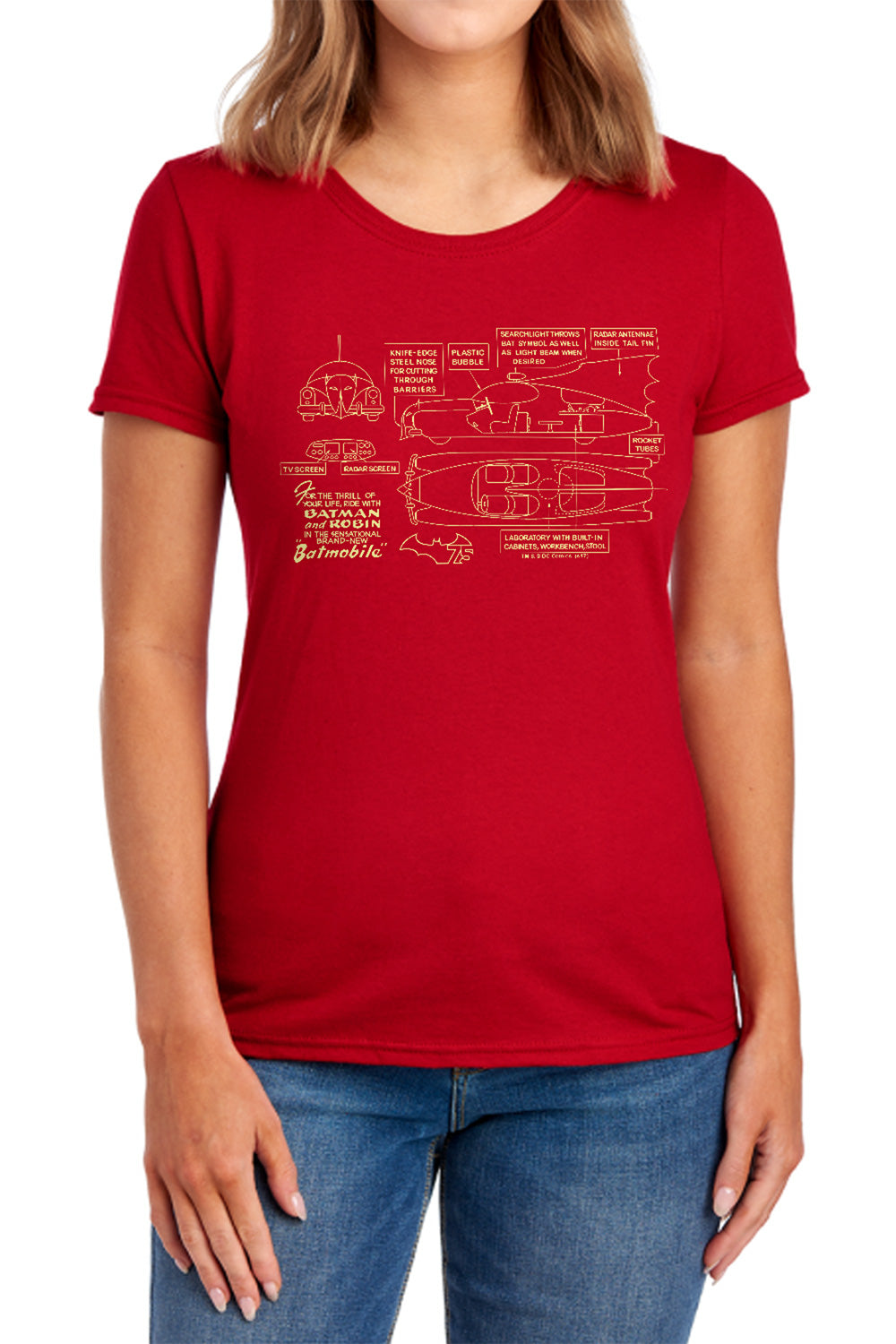 Batman Comics Batmobile Women's 18/1 Cotton Short-Sleeve T-Shirt