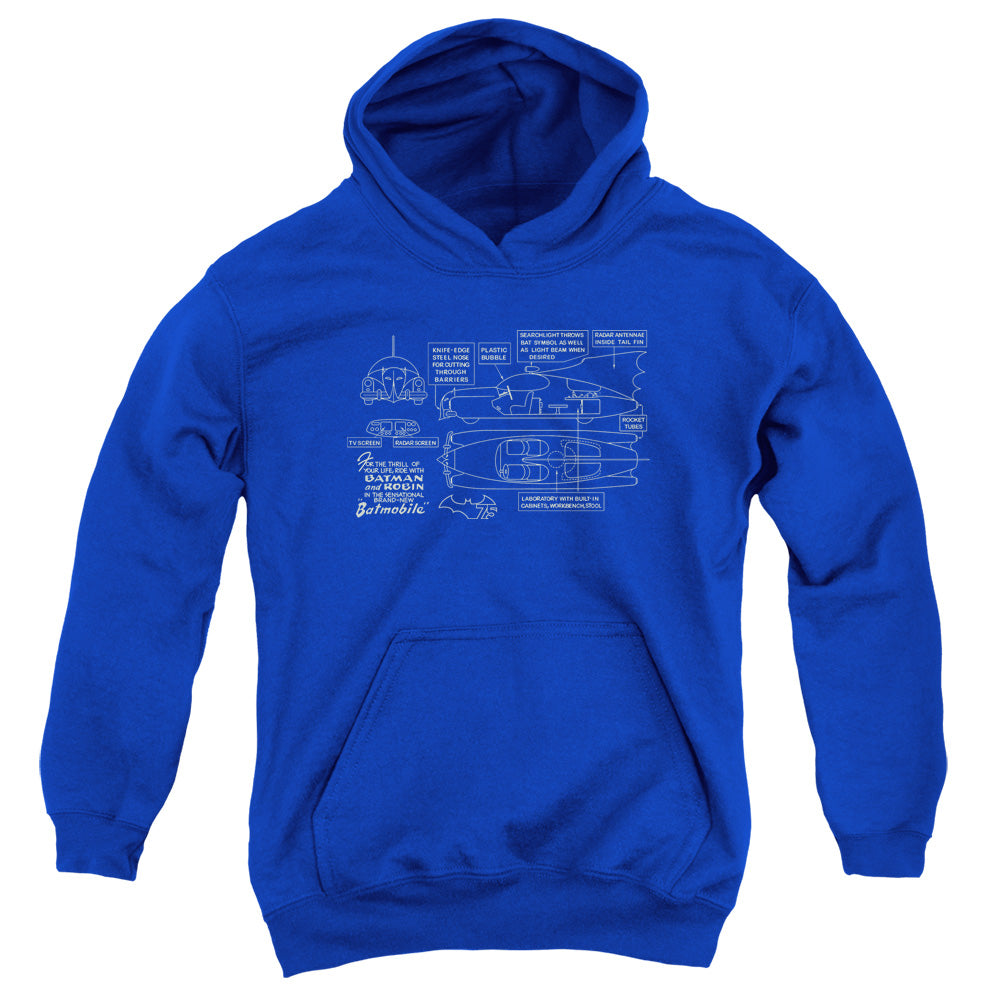 Batman Comics Batmobile Youth Cotton Poly Pull-Over Hoodie