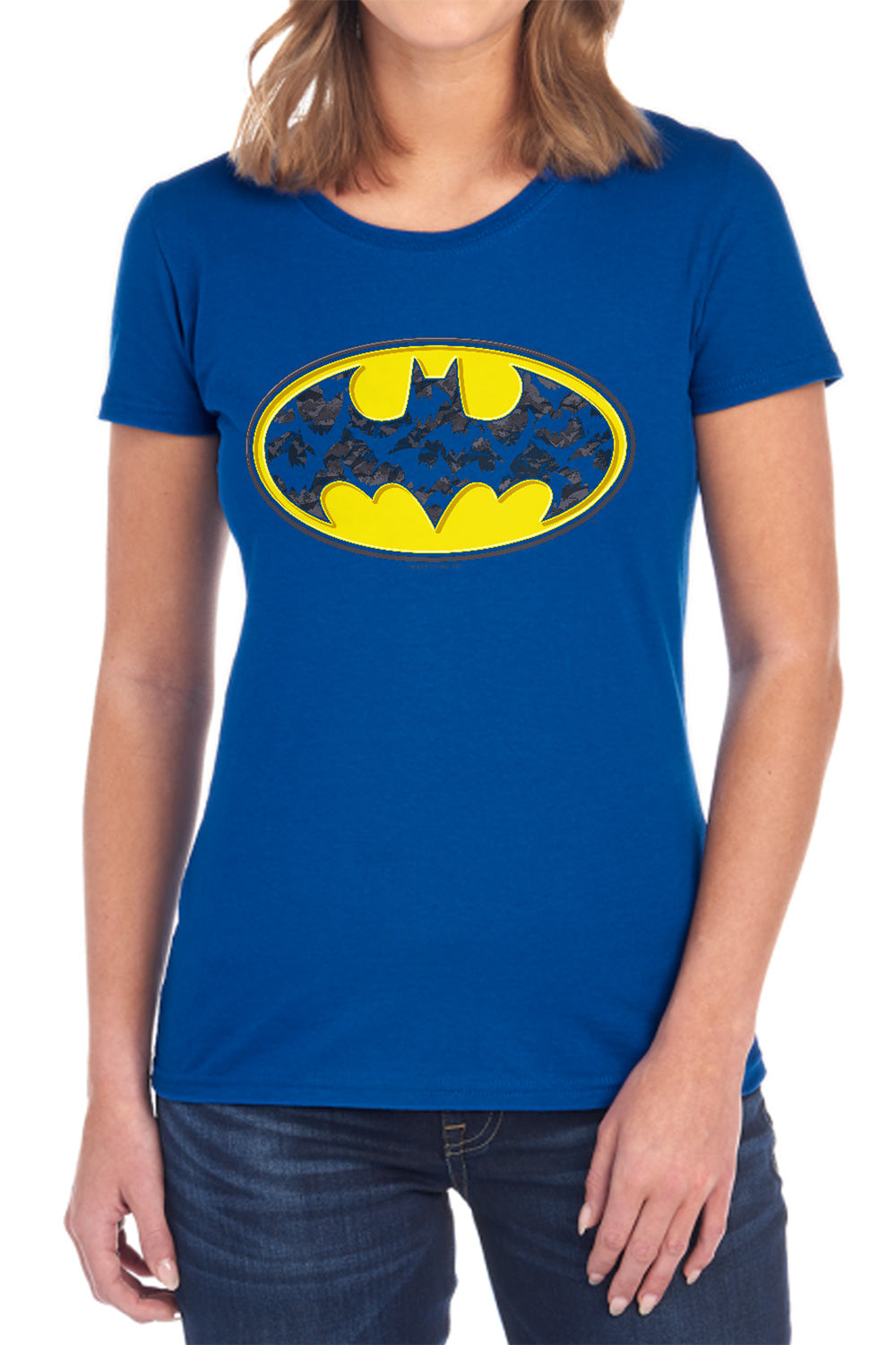 Batman Comics Bats In Logo Women's 18/1 Cotton Short-Sleeve T-Shirt