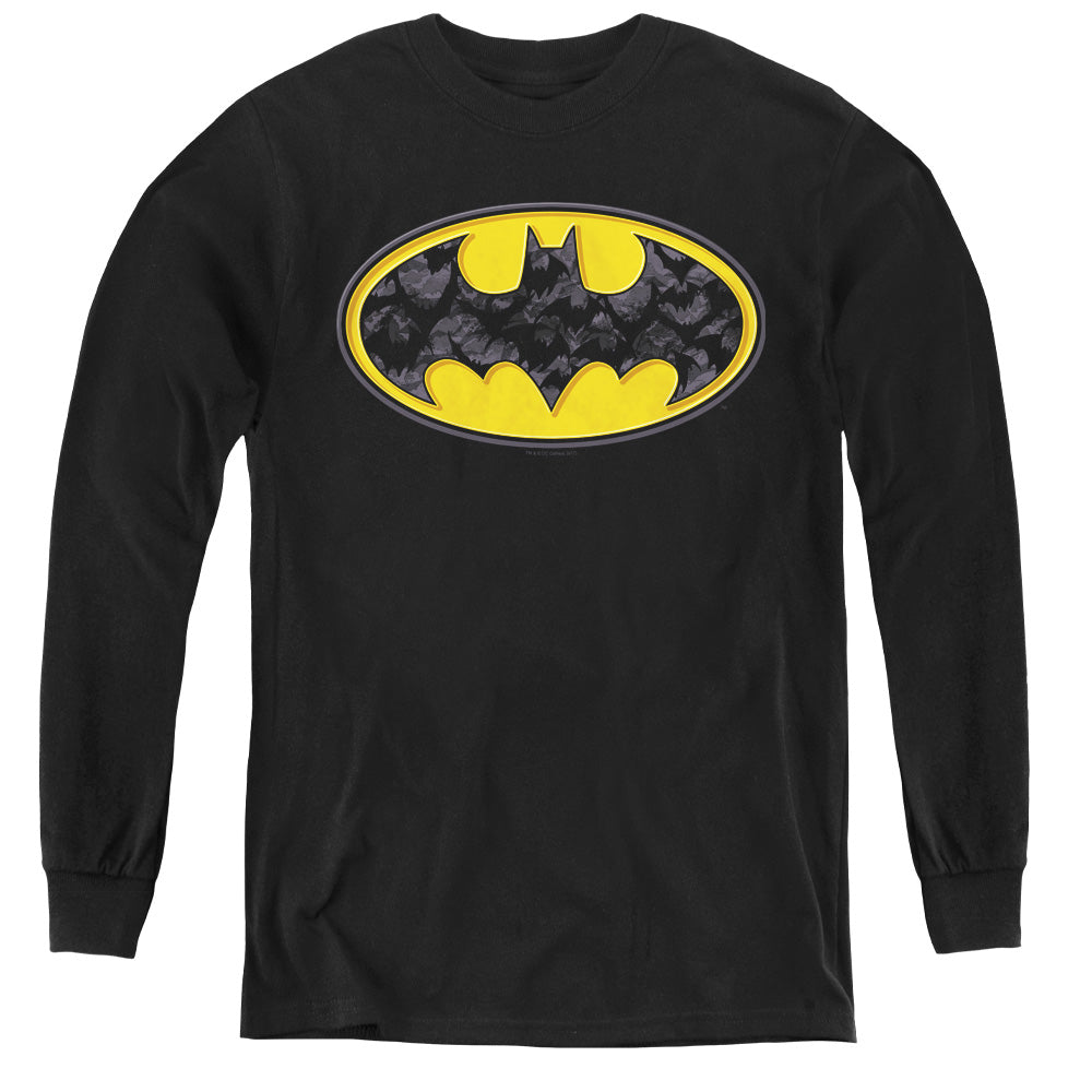 Batman Comics Bats In Logo Youth Long-Sleeve T-Shirt