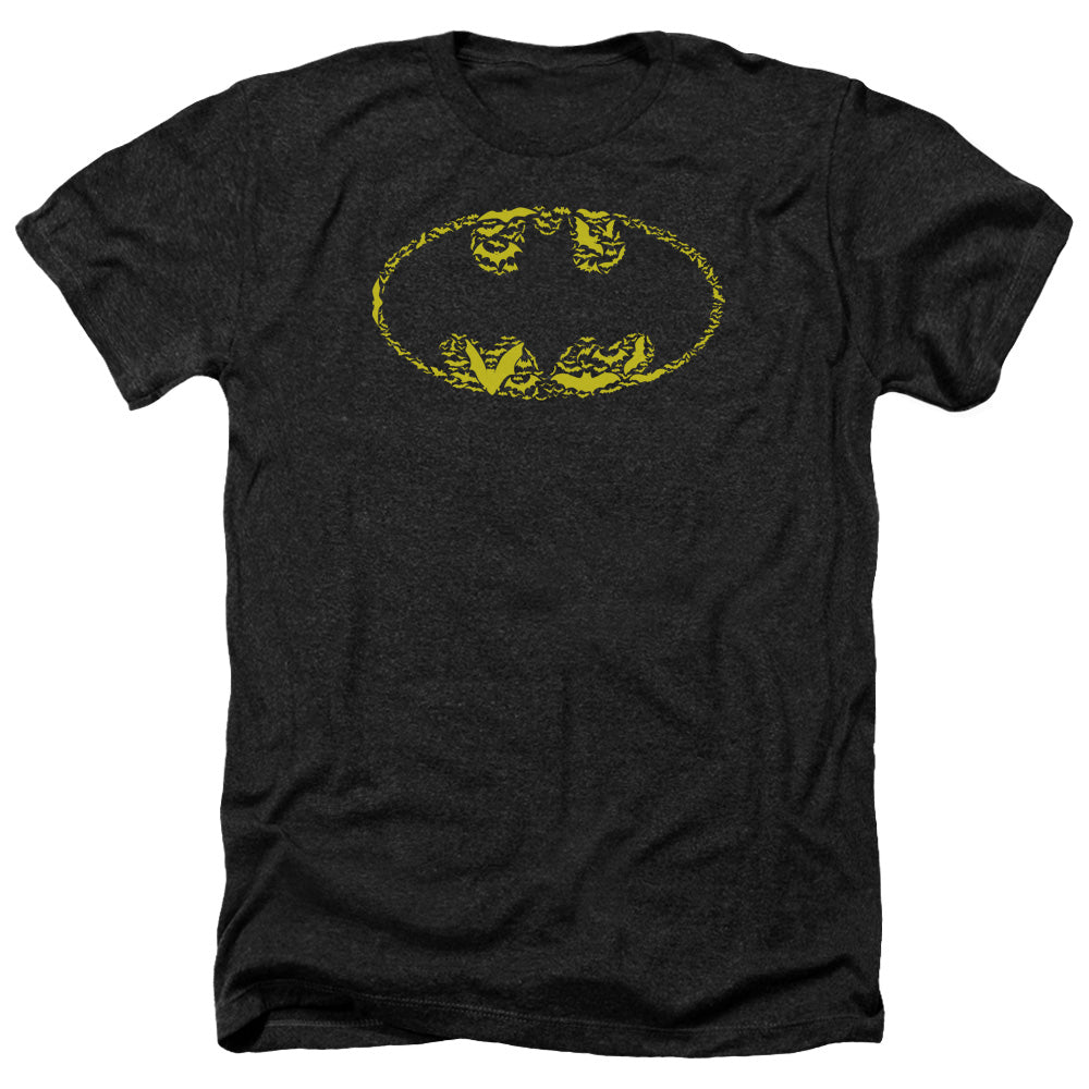 Batman Comics Bats On Bats Men's 30/1 Heather 60 40 Poly Short-Sleeve T-Shirt