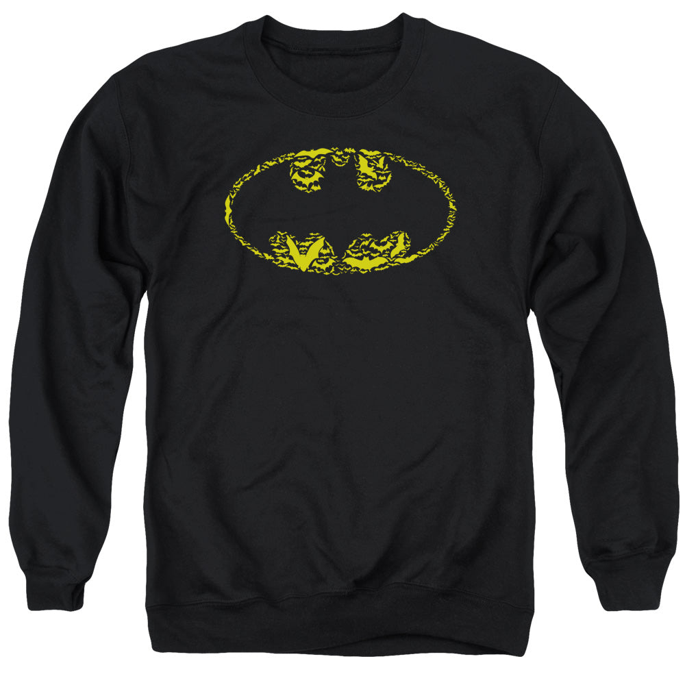 Batman Comics Bats On Bats Men's Crewneck 50 50 Poly Long-Sleeve T-Shirt