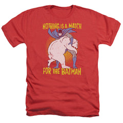Batman Comics Bear Wrastling Men's 30/1 Heather 60 40 Poly Short-Sleeve T-Shirt