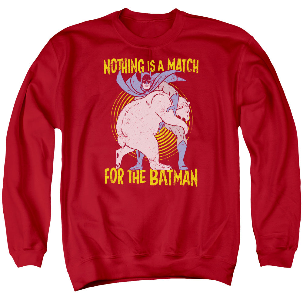 Batman Comics Bear Wrastling Men's Crewneck 50 50 Poly Long-Sleeve T-Shirt