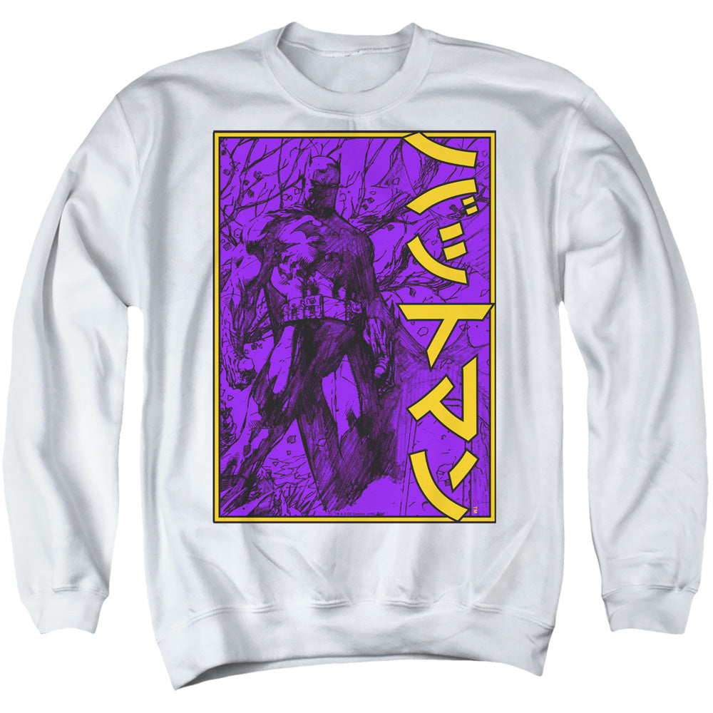 Batman Comics Big Framed Kanji Men's Crewneck 50 50 Poly Long-Sleeve T-Shirt