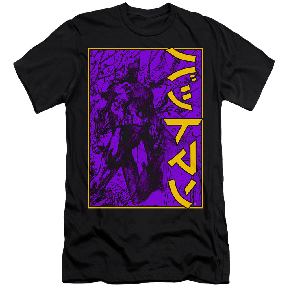 Batman Comics Big Framed Kanji Men's Ultra-Soft 30/1 Cotton Slim Short-Sleeve T-Shirt