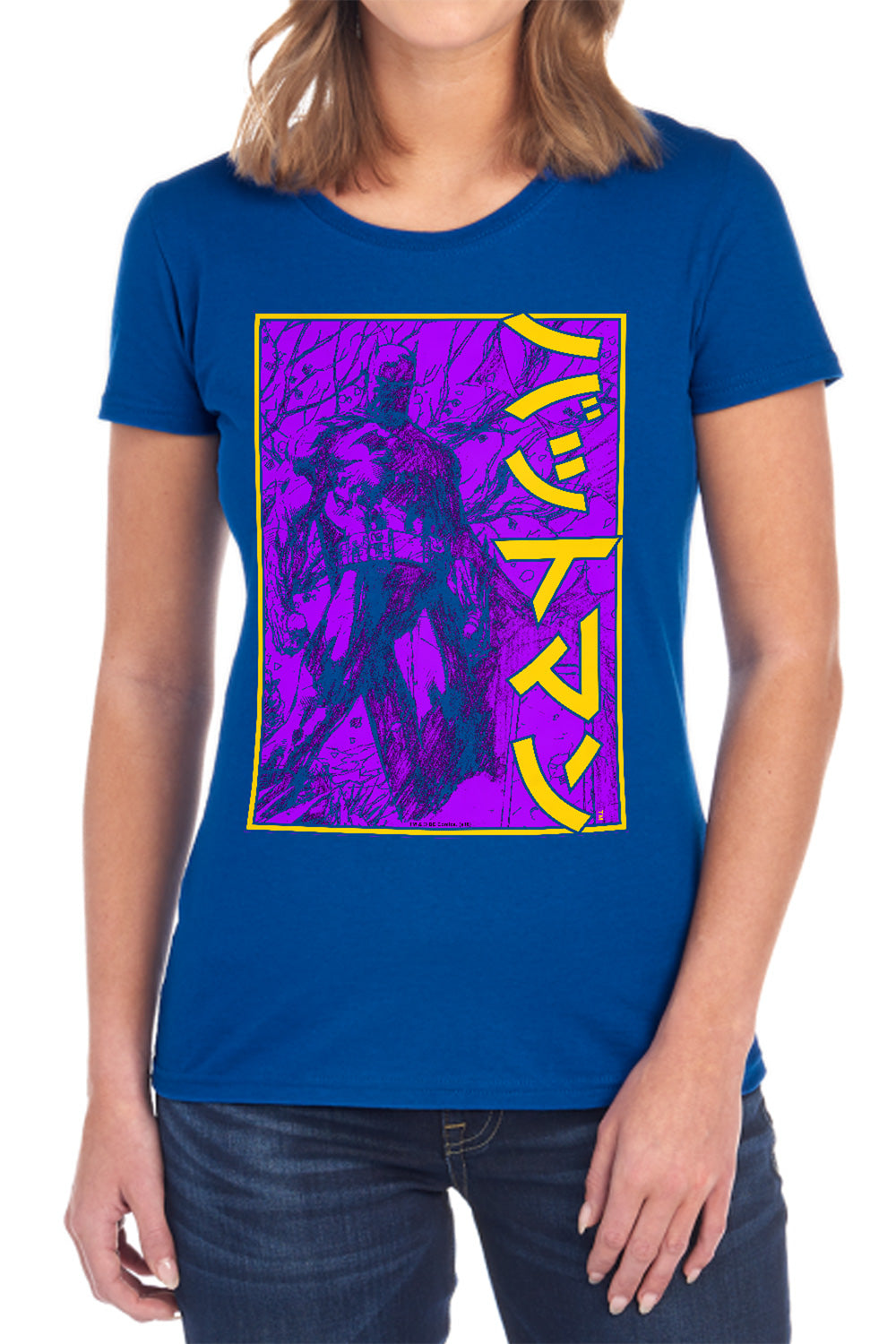 Batman Comics Big Framed Kanji Women's 18/1 Cotton Short-Sleeve T-Shirt