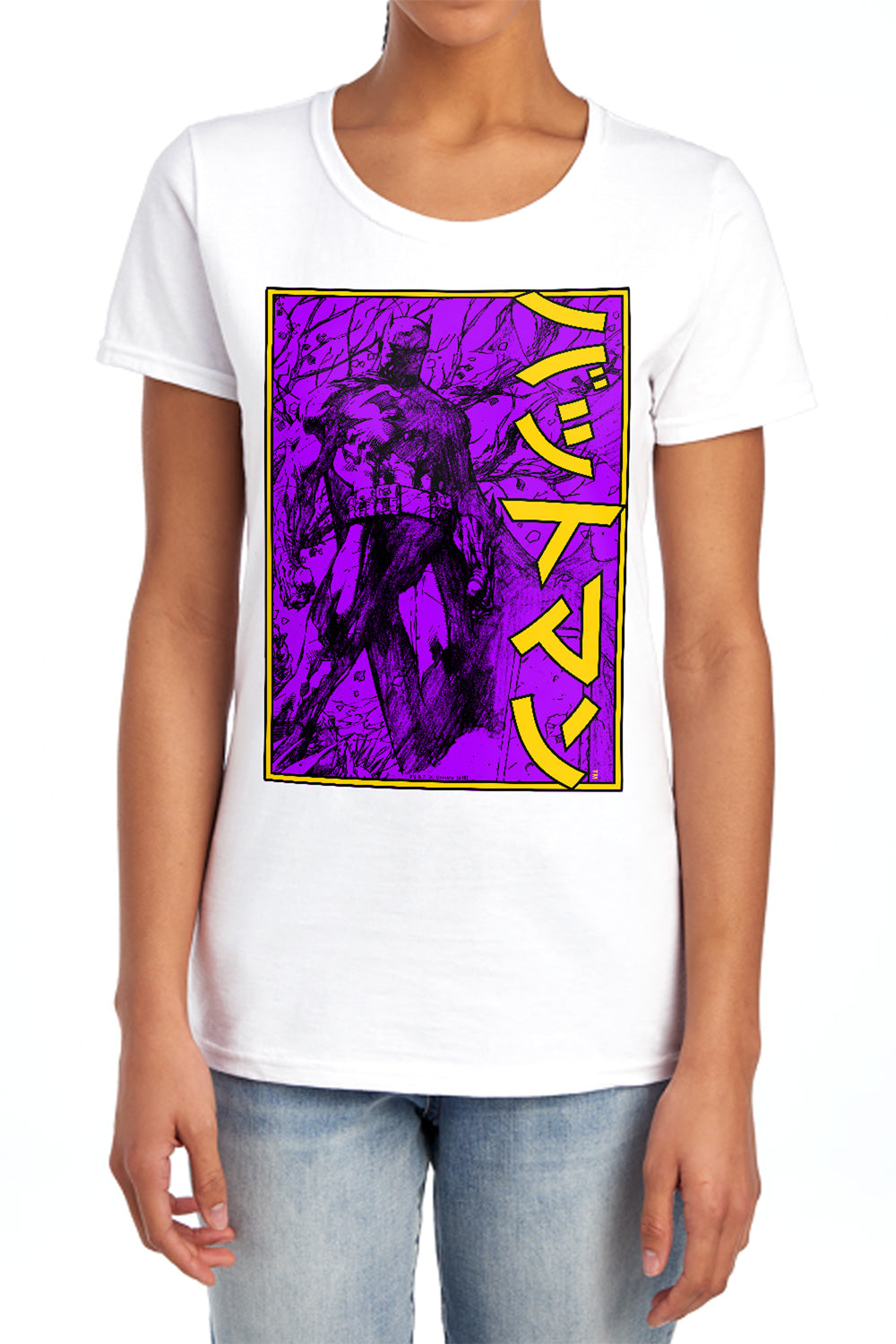 Batman Comics Big Framed Kanji Women's 18/1 Cotton Short-Sleeve T-Shirt