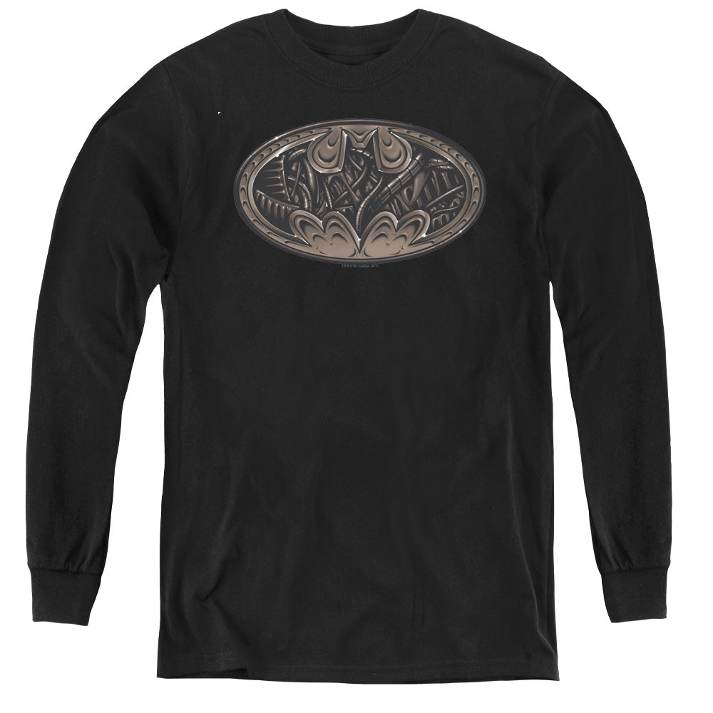 Batman Comics Bio Mech Bat Shield Youth Long-Sleeve T-Shirt
