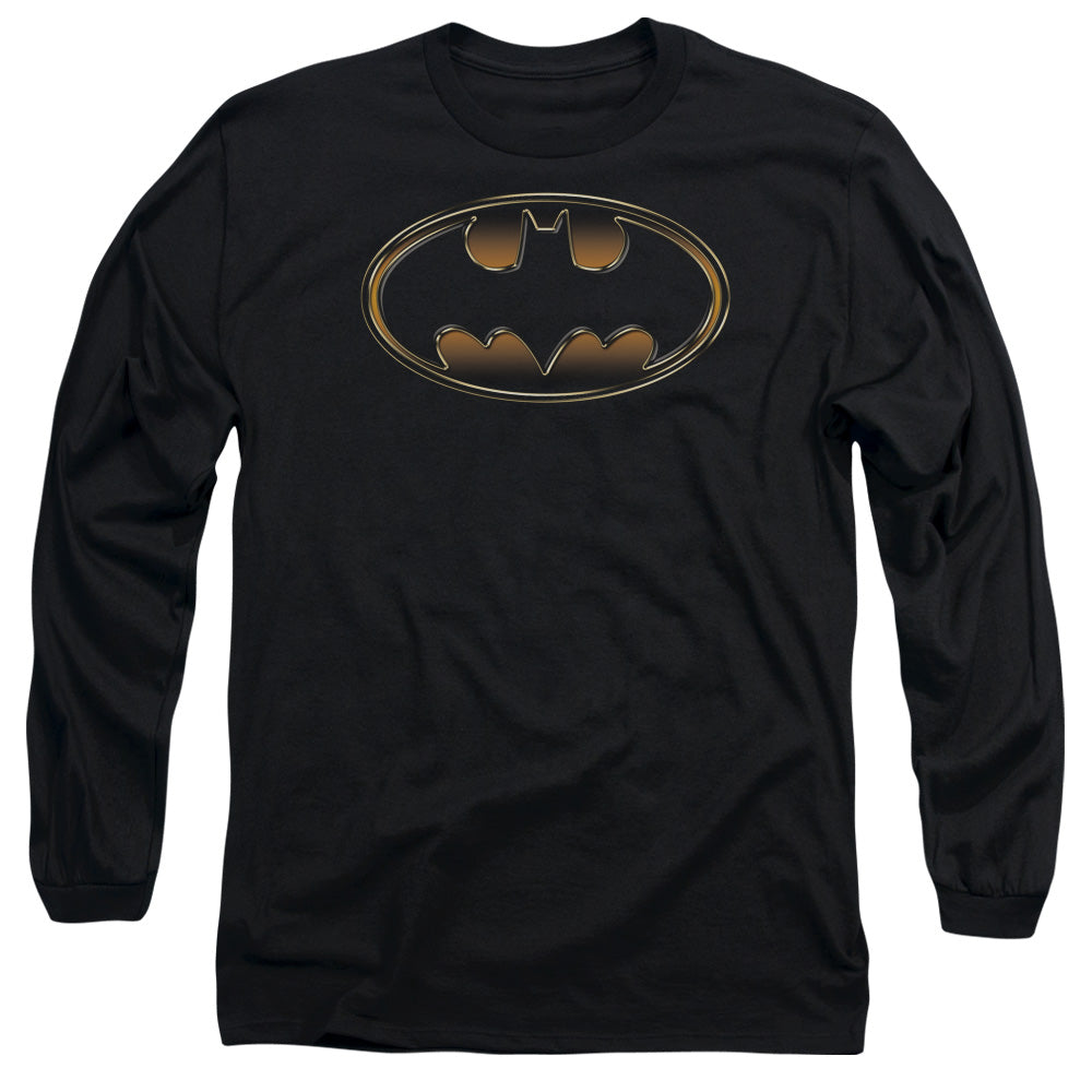 Batman Comics Black & Gold Embossed Men's 18/1 Cotton Long-Sleeve T-Shirt