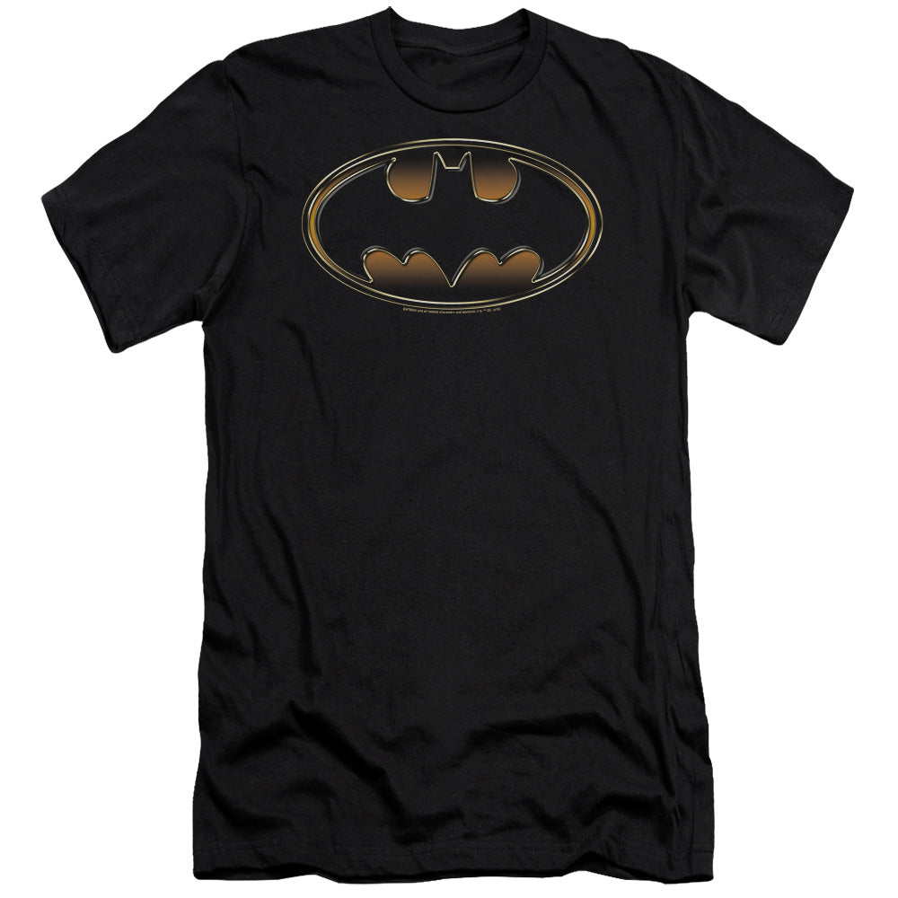 Batman Comics Black & Gold Embossed Men's Ultra-Soft 30/1 Cotton Slim Short-Sleeve T-Shirt