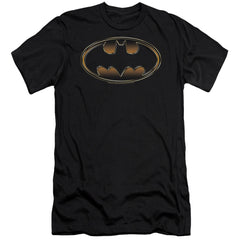 Batman Comics Black & Gold Embossed Men's Ultra-Soft 30/1 Cotton Slim Short-Sleeve T-Shirt