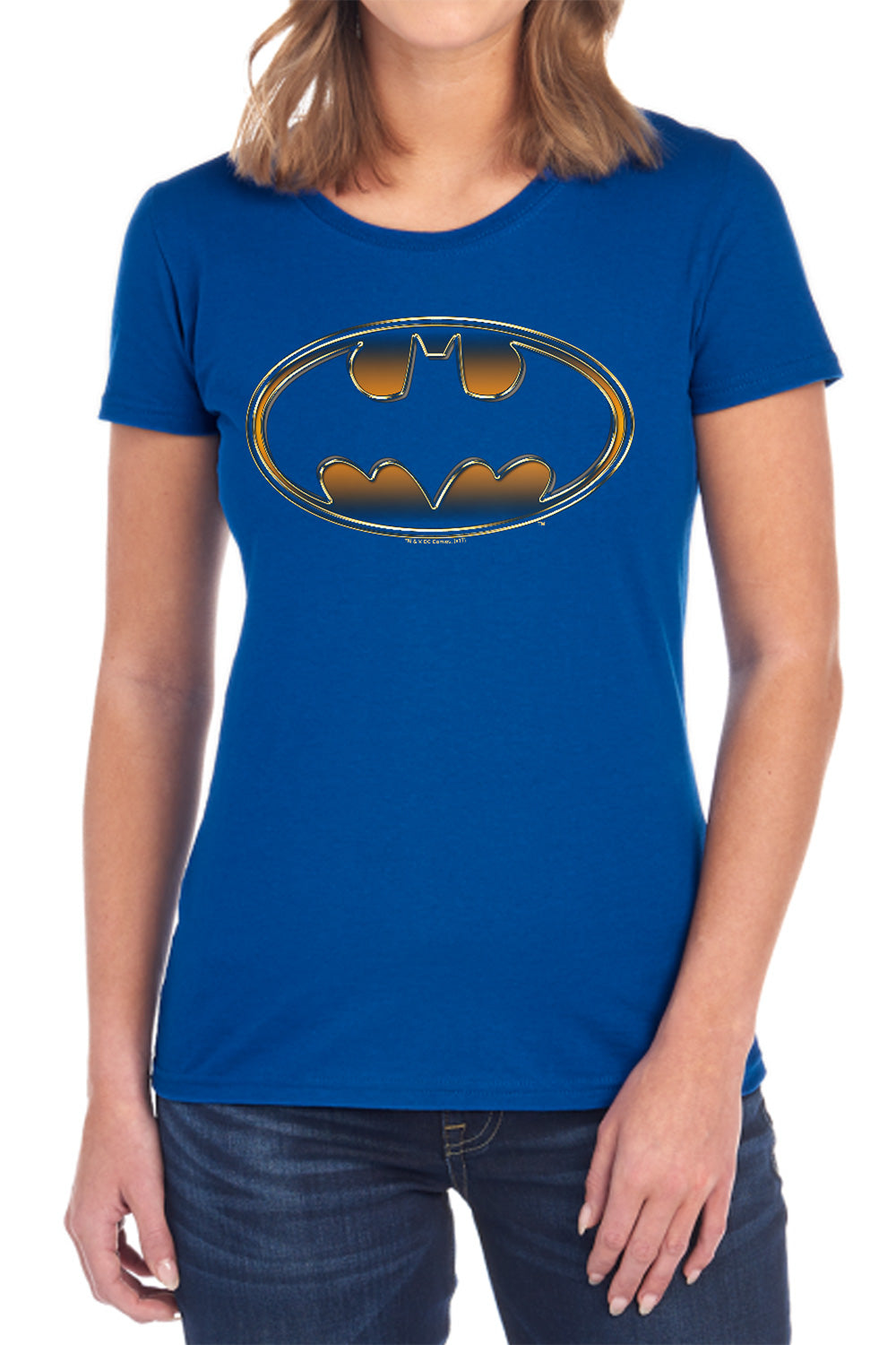 Batman Comics Black & Gold Embossed Women's 18/1 Cotton Short-Sleeve T-Shirt