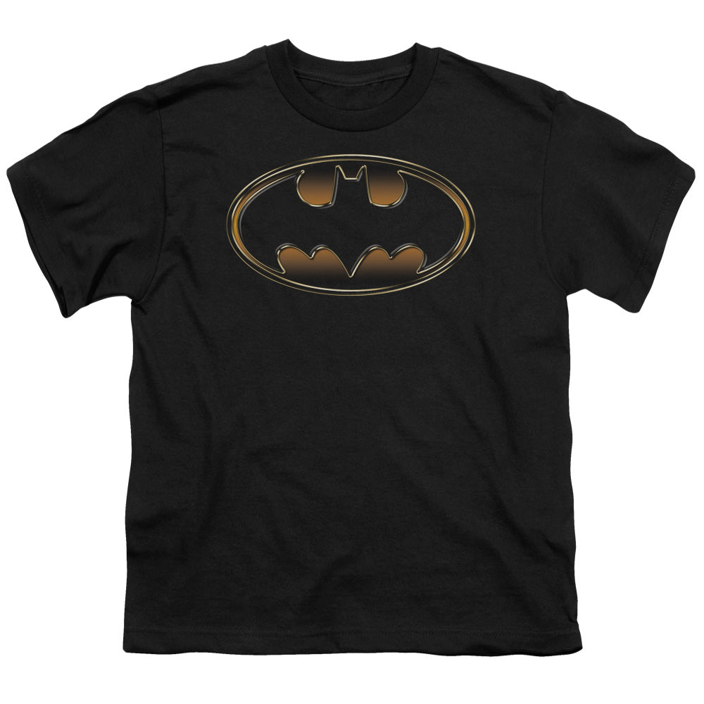 Batman Comics Black & Gold Embossed Youth 18/1 100% Cotton Short-Sleeve T-Shirt