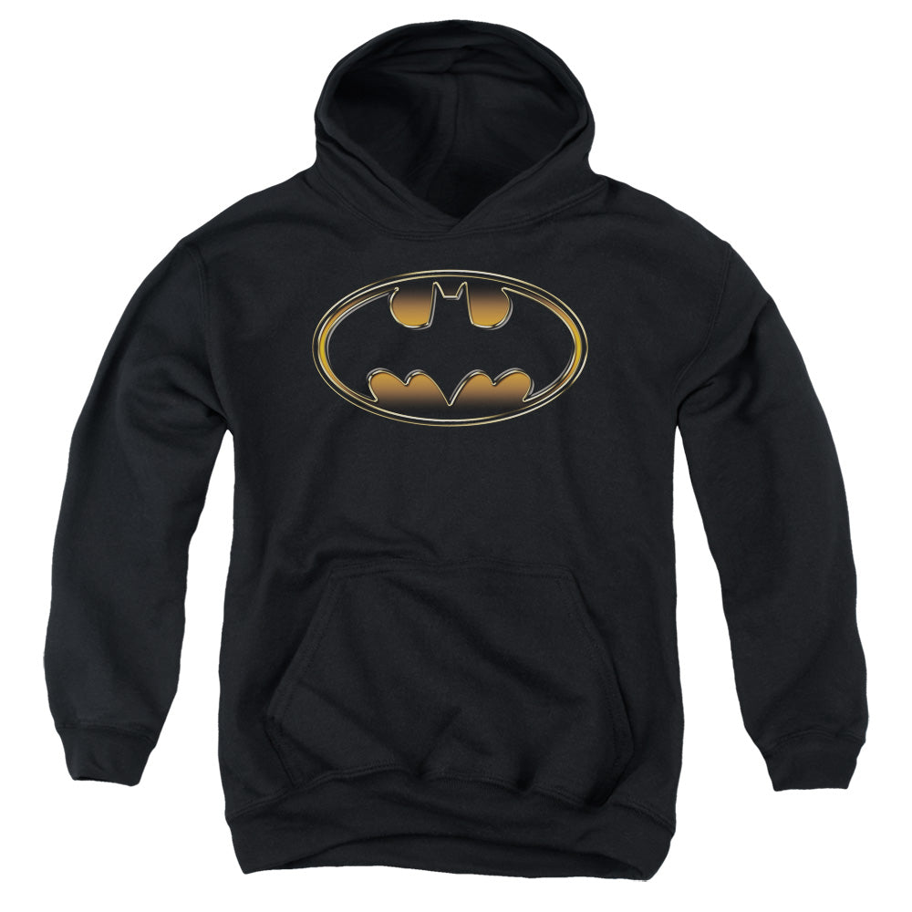 Batman Comics Black & Gold Embossed Youth Cotton Poly Pull-Over Hoodie