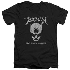 Batman Comics Black Metal Batman Men's 30/1 Cotton Slim V-Neck T-Shirt