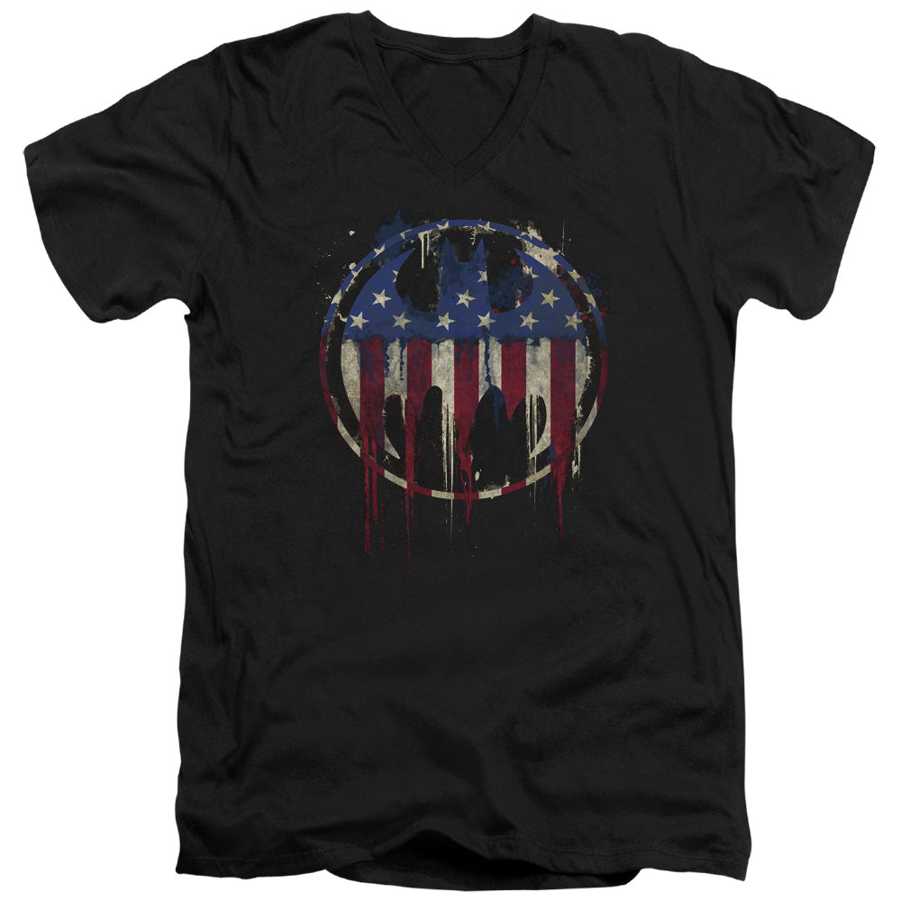 Batman Comics Bleeding Signal Men's 30/1 Cotton Slim V-Neck T-Shirt