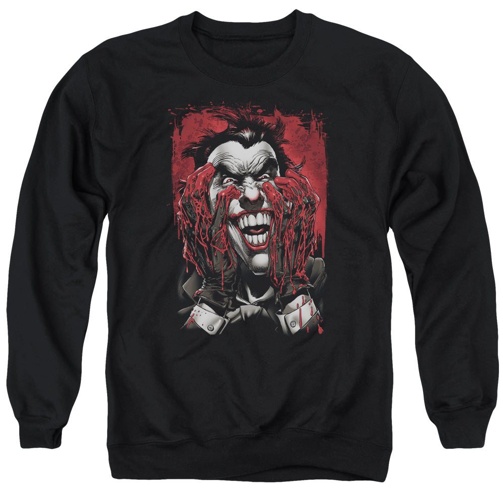 Batman Comics Blood In Hands Men's Crewneck 50 50 Poly Long-Sleeve T-Shirt