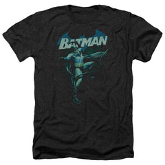 Batman Comics Blue Bat Men's 30/1 Heather 60 40 Poly Short-Sleeve T-Shirt