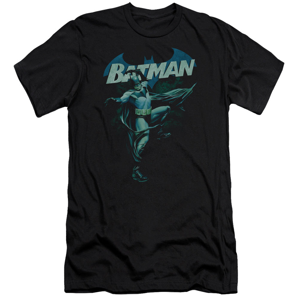 Batman Comics Blue Bat Men's Ultra-Soft 30/1 Cotton Slim Short-Sleeve T-Shirt