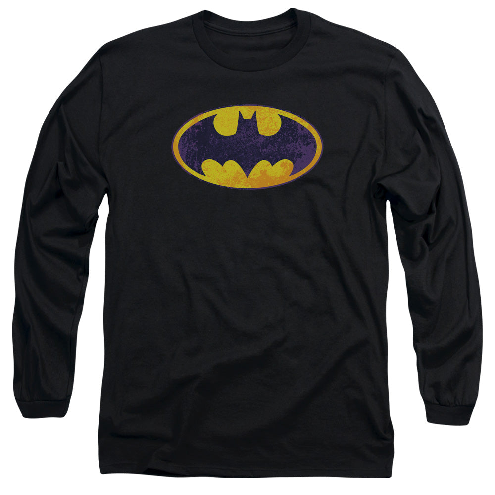 Batman Comics Bm Neon Distress Logo Men's 18/1 Cotton Long-Sleeve T-Shirt