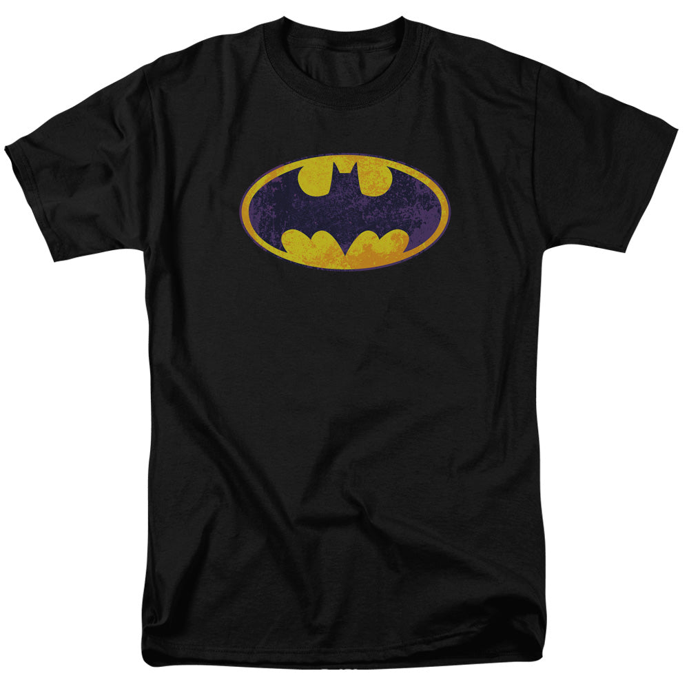 Batman Comics Bm Neon Distress Logo Men's 18/1 Cotton Short-Sleeve T-Shirt