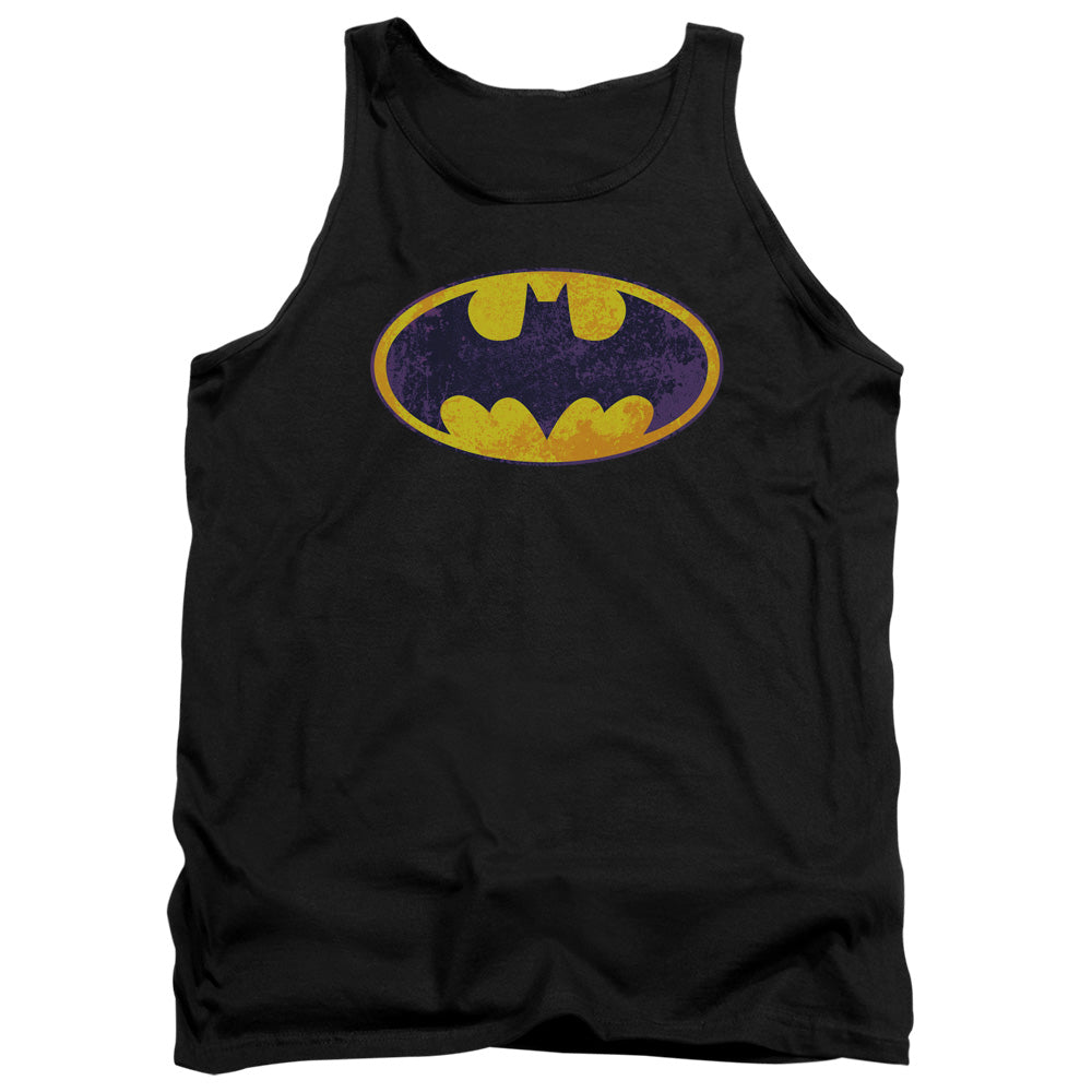 Batman Comics Bm Neon Distress Logo Men's 18/1 Cotton Tank Top