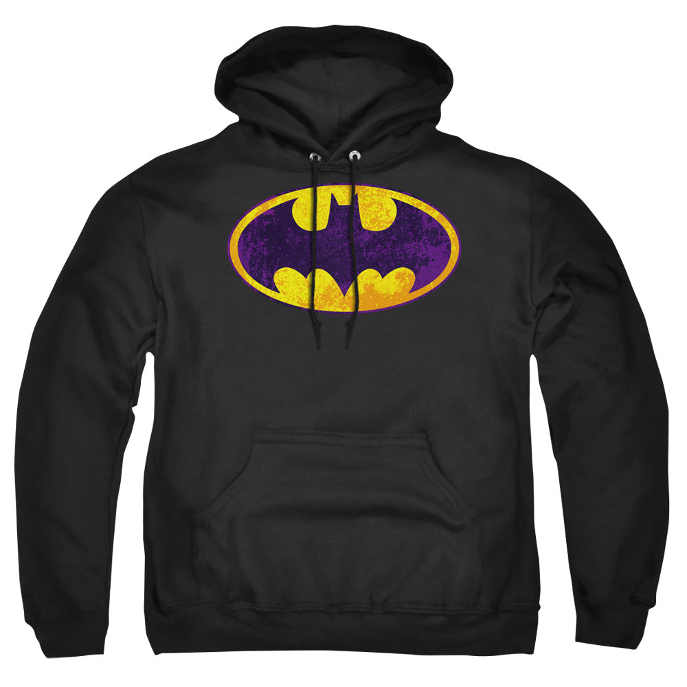 Batman Comics Bm Neon Distress Logo Men's Pull-Over 75 25 Poly Hoodie
